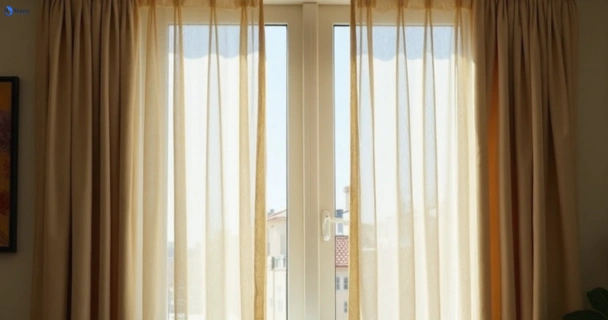 Dull dusty drapes in warner before professional cleaning